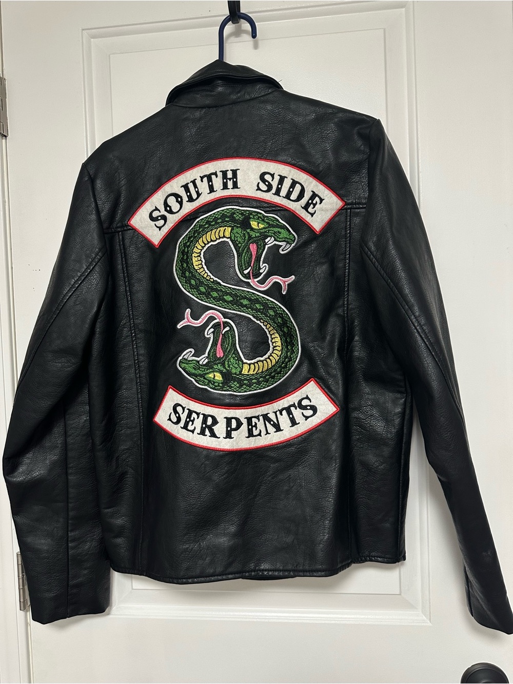 Black faux Leather Riverdale  Jacket with South Side Serpents Back Patch